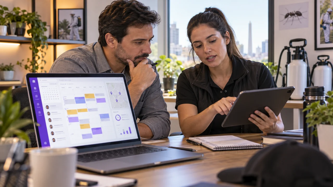 Equipo trabajando con una plataforma de gestión